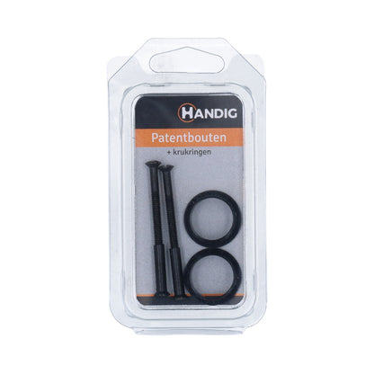Handig patentbout met krukring ijzer 4x38mm zwart 2st