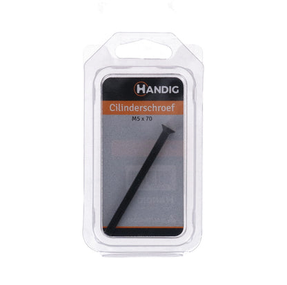 Handig cilinderschroef kruiskop platkop zwart M5x70mm