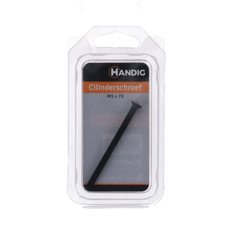 Handig cilinderschroef kruiskop platkop zwart M5x70mm