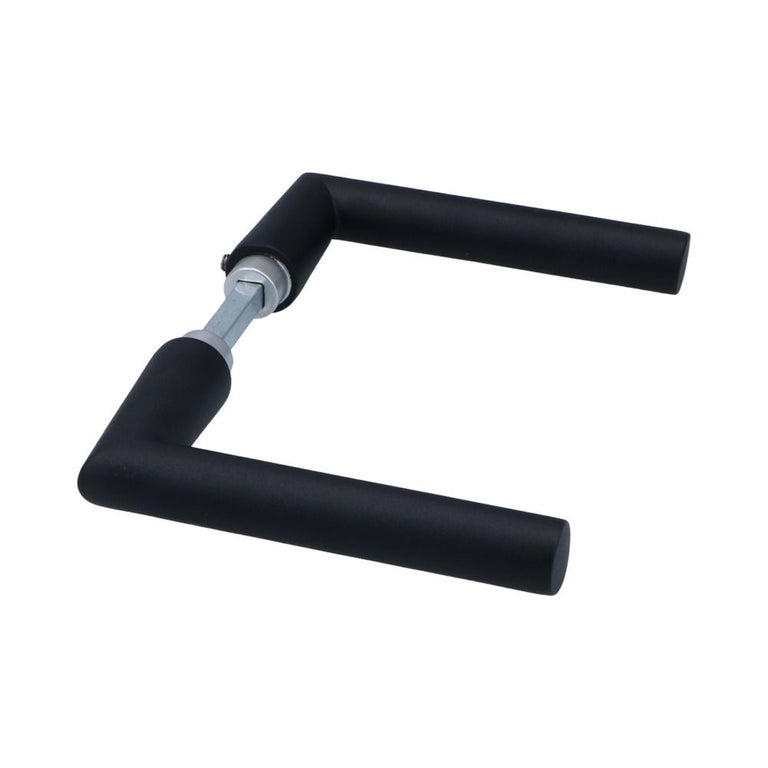 Veilig Design deurkruk zwart 132x63mm rond gelakt aluminium 2-dlg