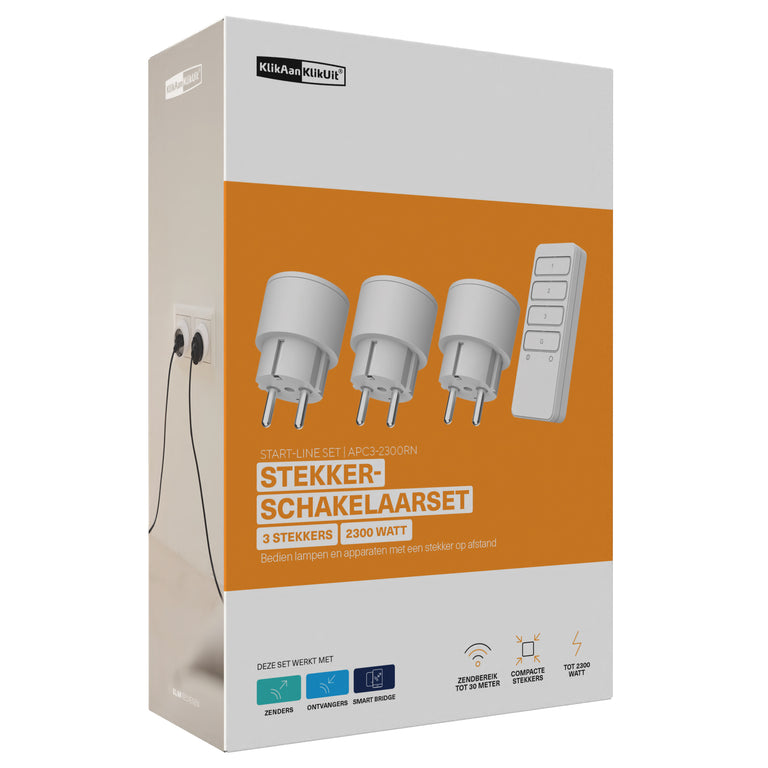 Klik Aan Klik Uit Startlijn opbouw stekkerschakelaarset wit