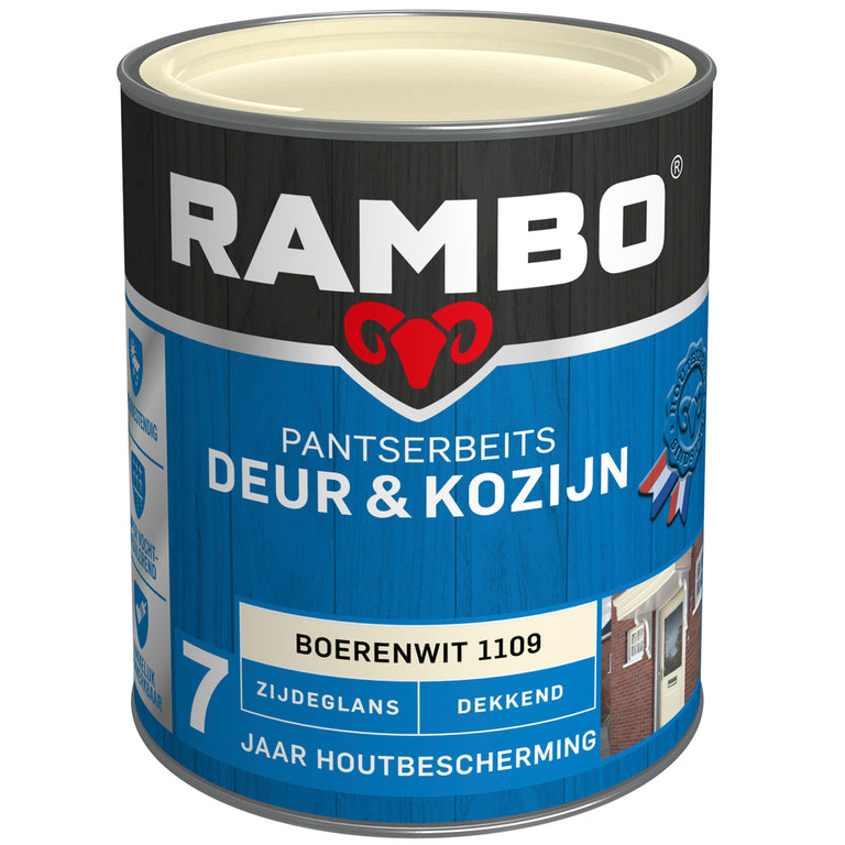 Rambo Pantserbeits zijdeglans deur & kozijn 1109 wit 750ml