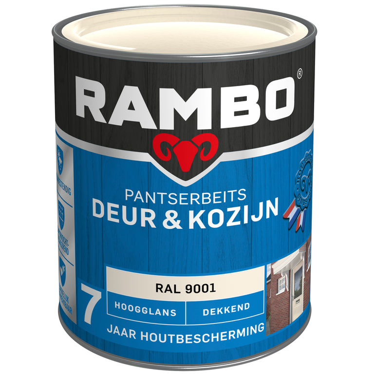 Rambo Pantserbeits hoogglans deur & kozijn RAL9001 750ml
