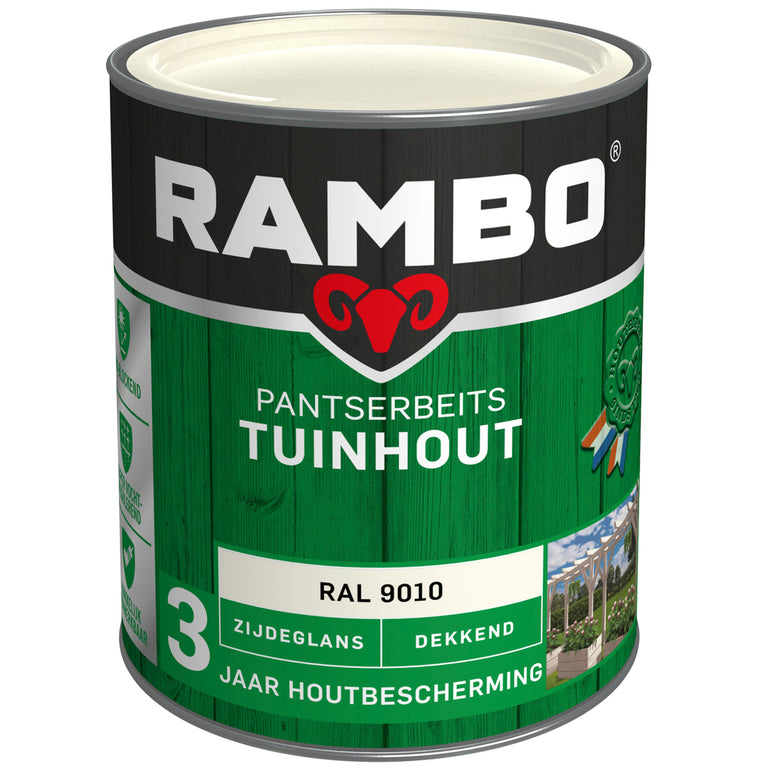 Rambo Pantserbeits zijdeglans tuinhout RAL9010 750ml