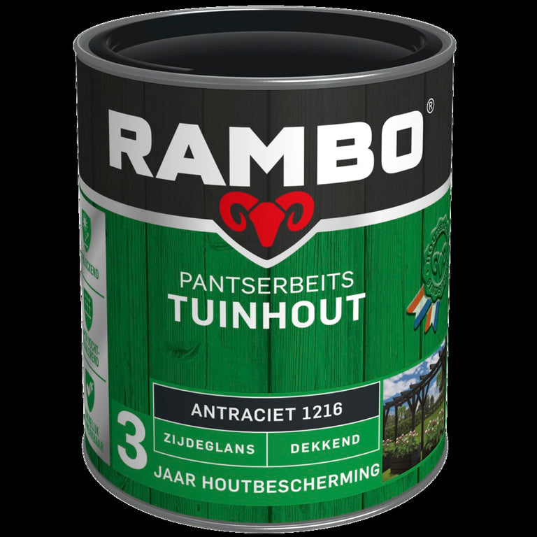 Rambo Pantserbeits zijdeglans tuinhout 1216 antraciet 750ml