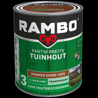 Rambo Pantserbeits zijdeglans tuinhout 1203 donkereiken 750ml