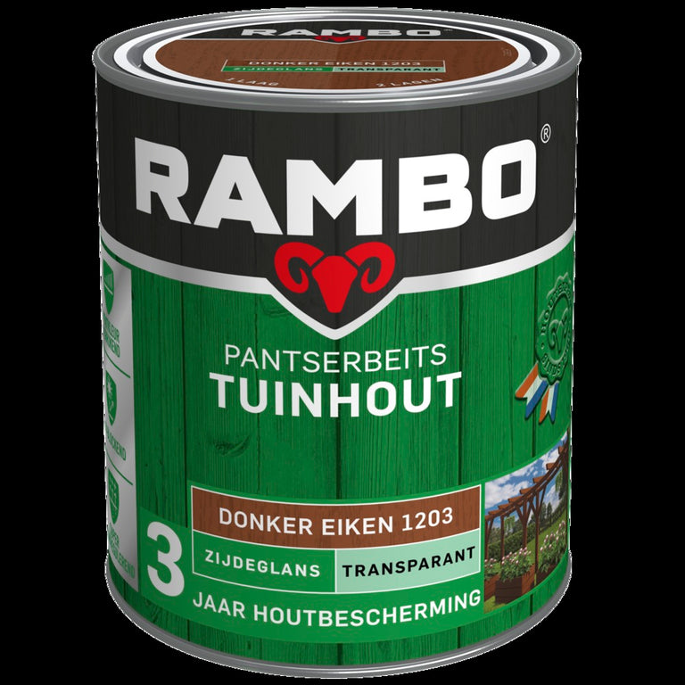 Rambo Pantserbeits zijdeglans tuinhout 1203 donkereiken 750ml