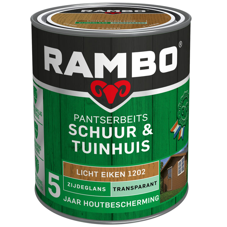 Rambo Pantserbeits zijdeglans schuur & tuinhuis 1202 eiken 750ml