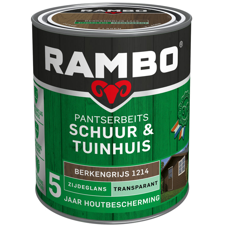Rambo Pantserbeits zijdeglans schuur & tuinhuis 1214 grijs 750ml