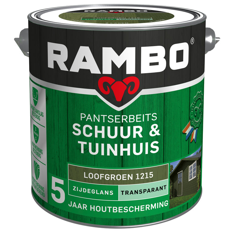 Rambo Pantserbeits zijdeglans schuur & tuinhuis 1215 groen 2,5l