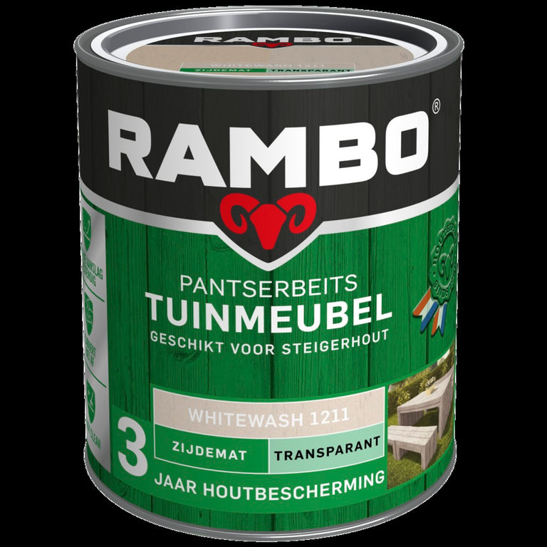 Rambo Pantserbeits zijdemat tuinmeubel 1211 whitewash 750ml