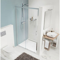 Sealskin Compact Schuifdeur in nis, 1200 mm, 6 mm helder veiligheidsglas