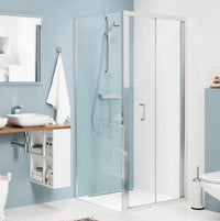 Sealskin Compact Vouwdeur met zijwand, 800x800 mm, zilver hoogglans, 6 mm helder veiligheidsglas