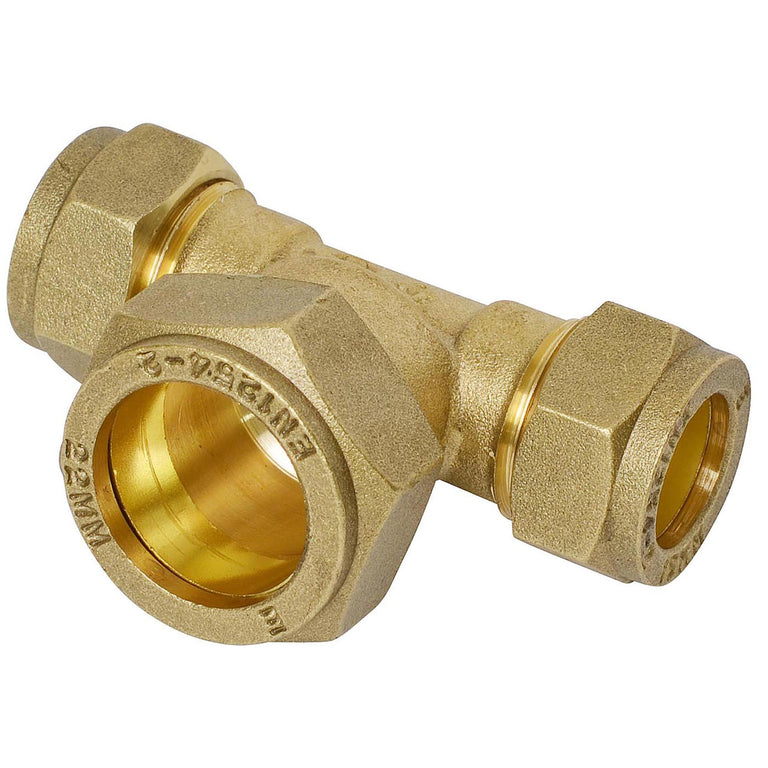 Sanivesk knelkoppeling T-stuk metaal 15mmx22mmx15mm