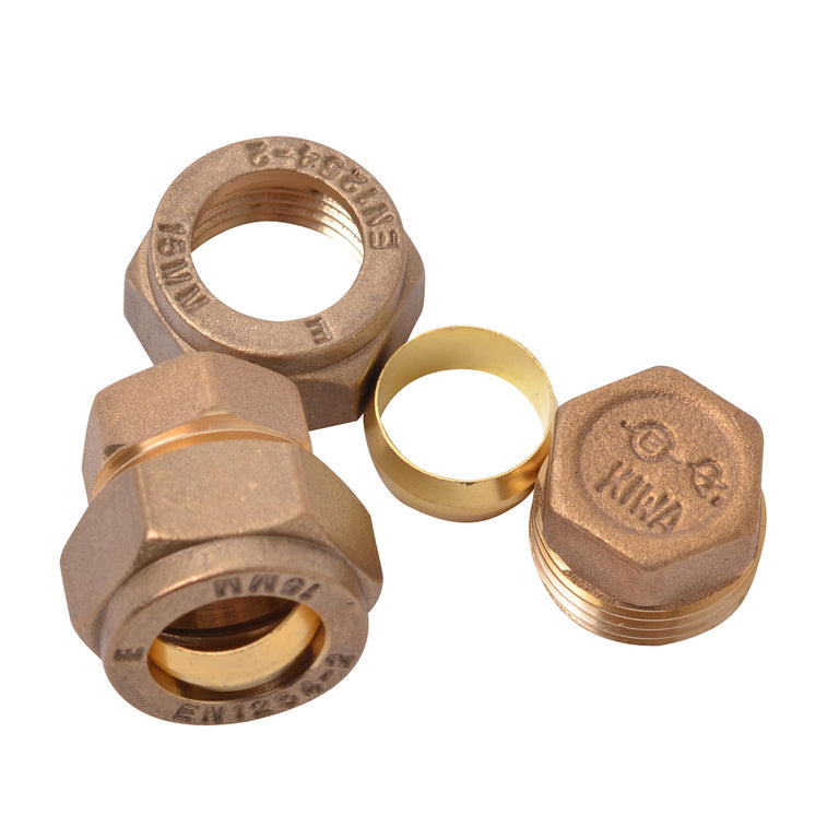 Sanivesk knelkoppeling eindstop metaal 15mm