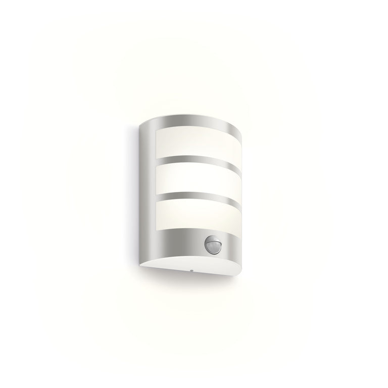 Philips LED wandbuitenlamp Python met bewegingssensor 3,8W RVS
