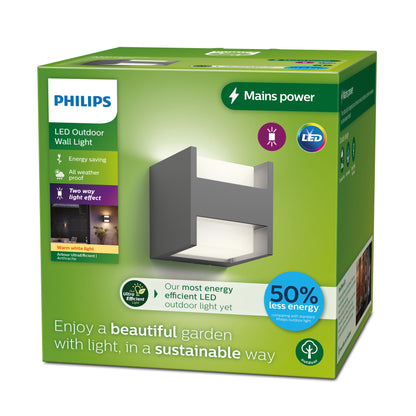 Philips LED wandbuitenlamp Arbour 3,8W antraciet
