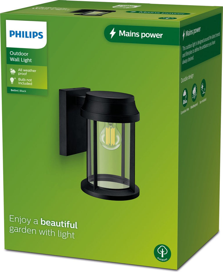 Philips LED buitenlamp Bellini wand rond 25W zwart