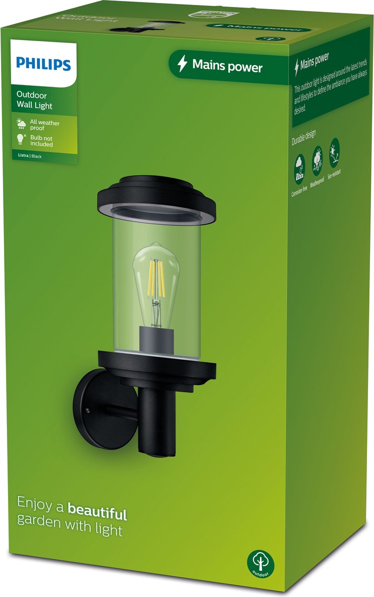 Philips LED buitenlamp Listra wand rond 25W zwart