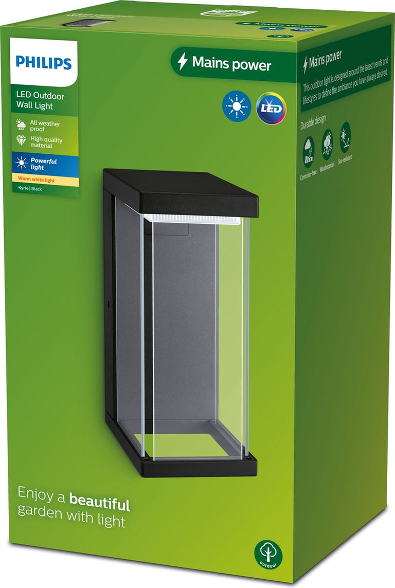 Philips LED buitenlamp Kyrie wand rechthoek 12W zwart