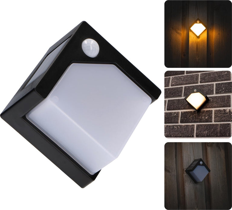 Led's Light solar buitenlamp Pretoria LED muurlamp sensor zwart