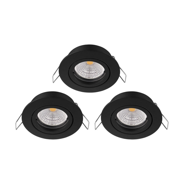 Eglo Tedo 1 LED inbouwspot ⌀8cm dimbaar zwart aluminium set van 3