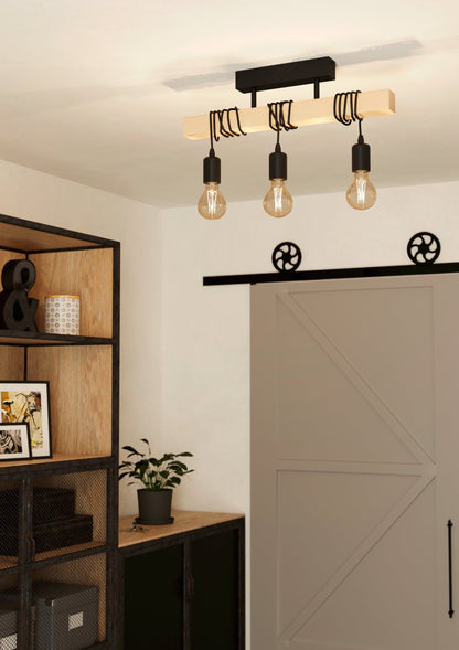 Eglo plafondlamp Townshend zwart 55x105x265cm