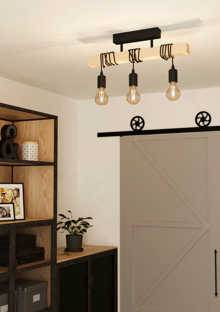Eglo plafondlamp Townshend zwart 55x105x265cm