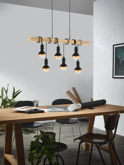 Eglo hanglamp Townshend 6-lichts E27 zwart