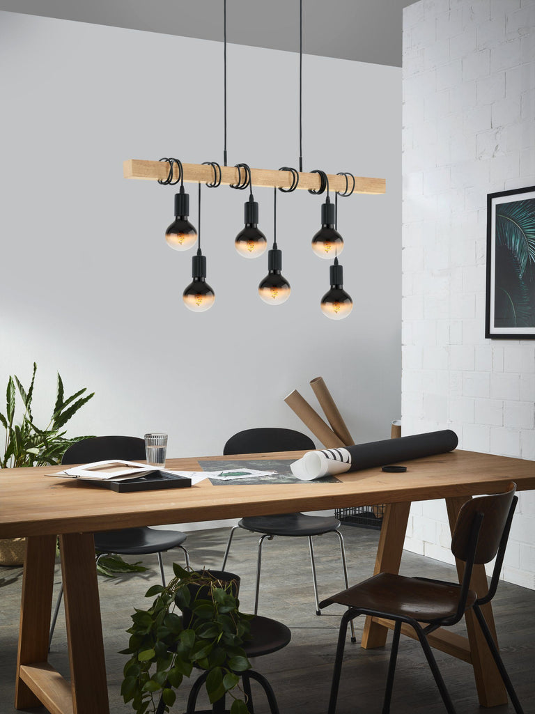 Eglo hanglamp Townshend 6-lichts E27 zwart
