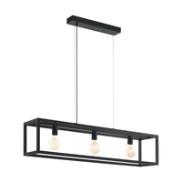 Eglo hanglamp Elswick 3-lichts zwart 