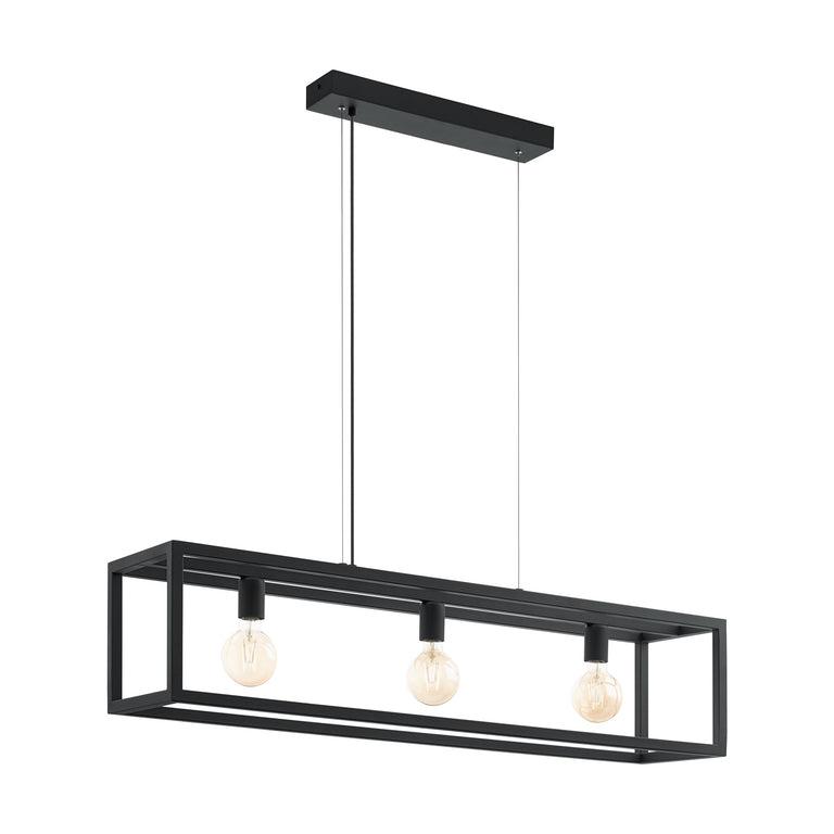 Eglo hanglamp Elswick 3-lichts zwart 