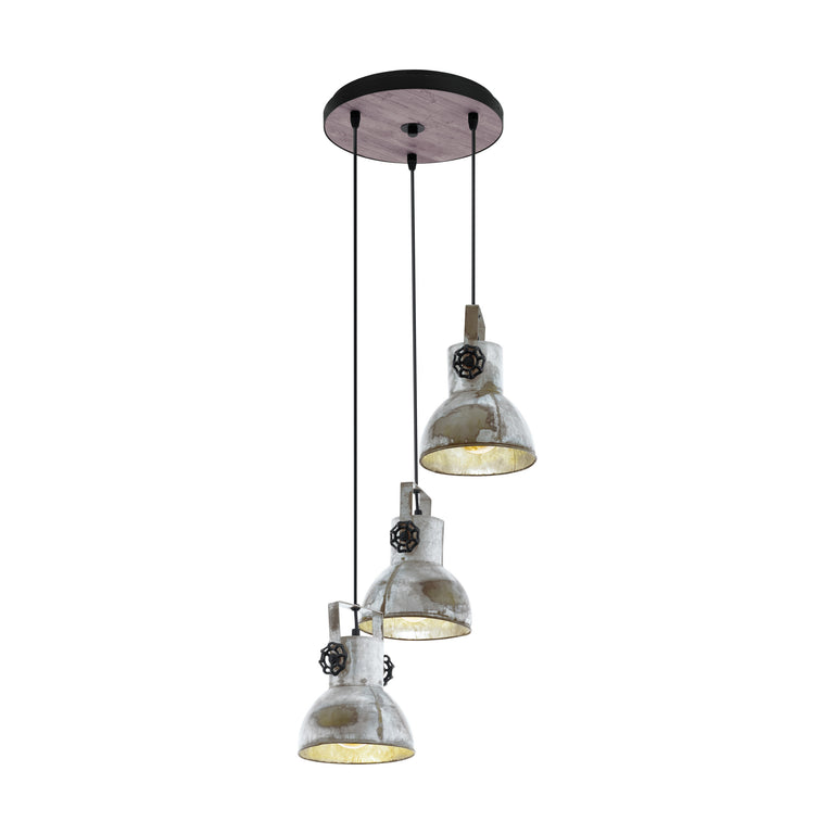 Eglo hanglamp Barnstaple 3-lichts hout/zink 