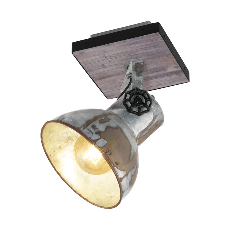 Eglo Barnstaple LED opbouwspot 1-lichts dimbaar bruin hout staal