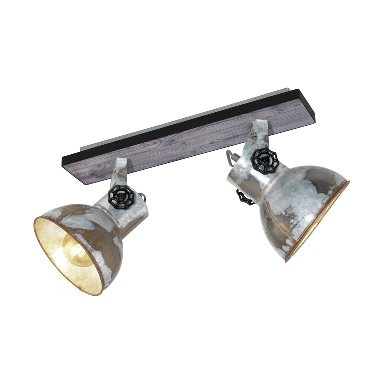 Eglo Barnstaple LED opbouwspot 2-lichts dimbaar bruin hout staal