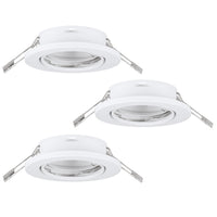 Eglo LED inbouwspot Agulo wit 8,6cm dimbaar set van 3