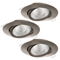 Eglo Tedo 1 LED inbouwspot ⌀8cm dimbaar nikkel-mat aluminium 3 stuks