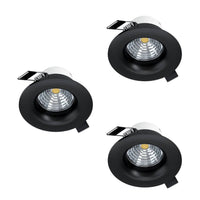 Eglo LED inbouwspot Saliceto zwart Ø88mm dimbaar set van 3
