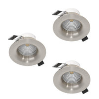 Eglo LED inbouwspot Saliceto nikkelmat Ø88mm dimbaar set van 3