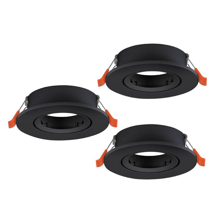 Eglo LED inbouwspot Barranco zwart Ø90mm set van 3
