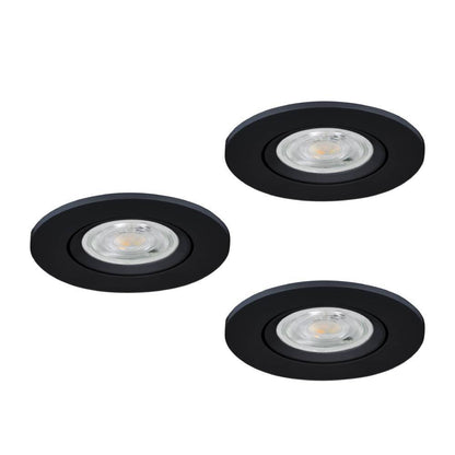 Eglo LED inbouwspot Barranco zwart Ø84mm set van 3