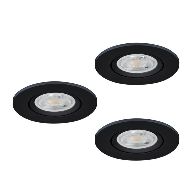 Eglo LED inbouwspot Barranco zwart Ø84mm set van 3