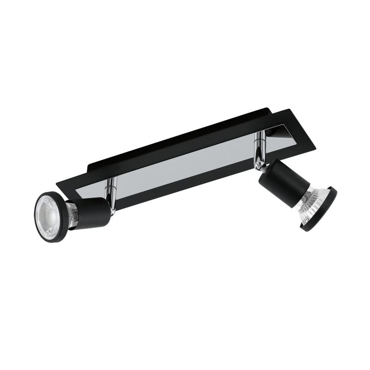 Eglo Sarria LED opbouwspot 2-lichts dimbaar kantelbaar zwart staal