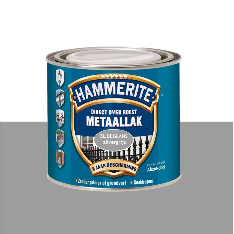 Hammerite metaallak zijdeglans Z215 zilvergrijs 250ml