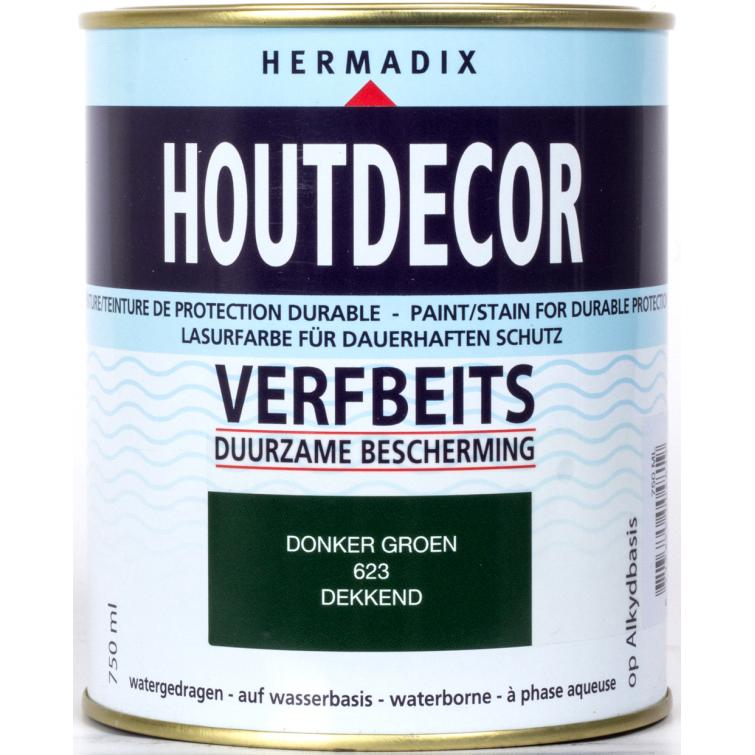 Hermadix Houtdecor beits zijdeglans 623 donker groen 750ml.