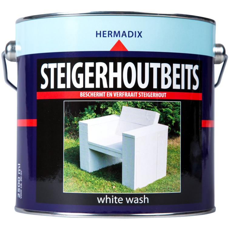 Hermadix Steigerhoutbeits mat white wash 2,5L.