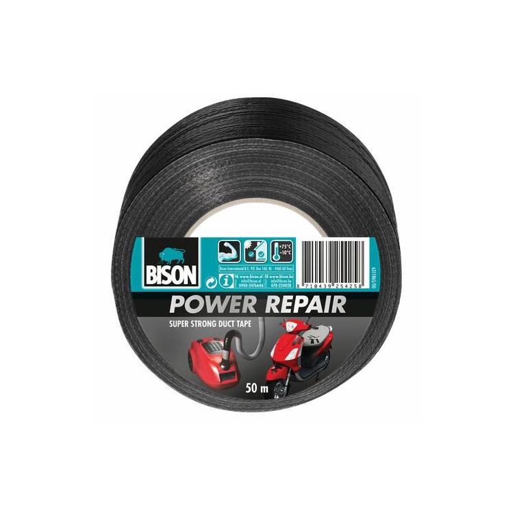 Bison Power Repair tape zwart 50mmx50m