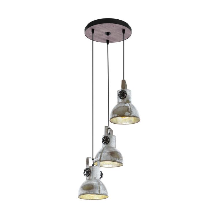 Eglo hanglamp Barnstaple 3-lichts hout/zink