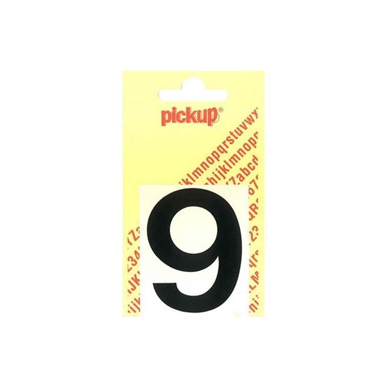 Pickup Helvetica plakcijfer 9 zwart 40mm