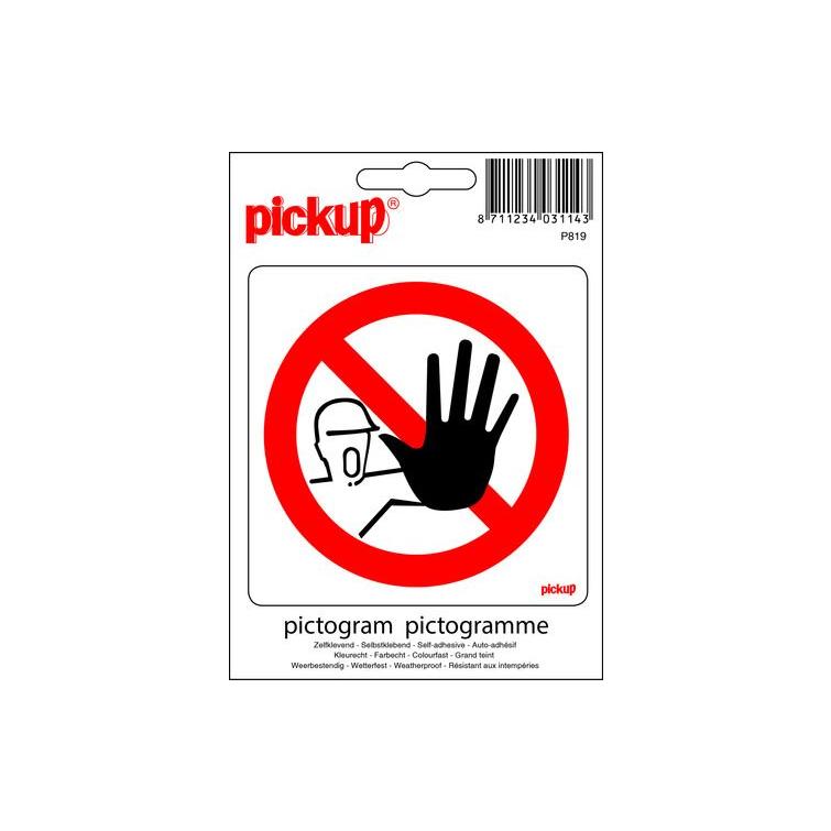 Pickup pictogram verboden voor ongevoegden zelfklevend 100x100mm